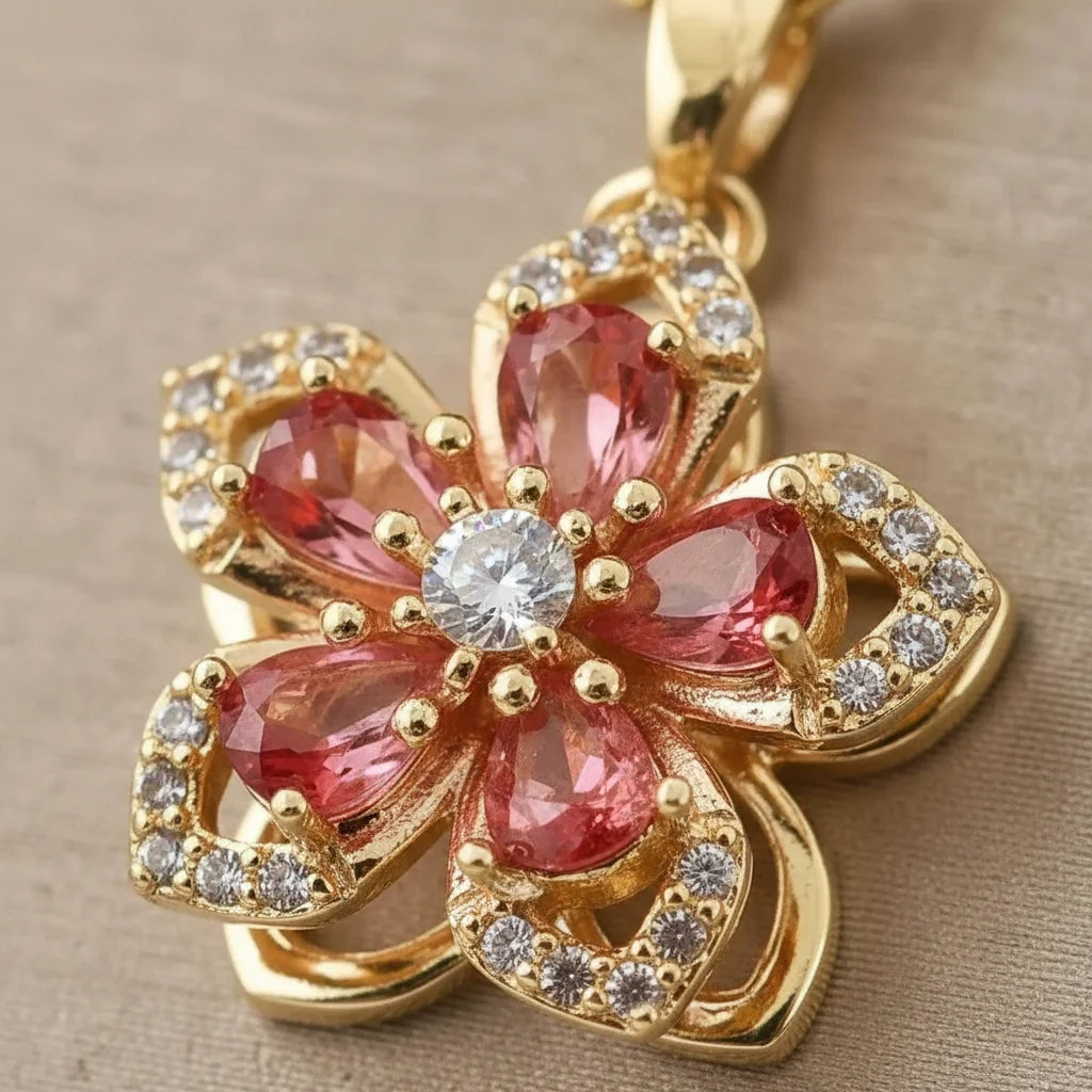 Rotating Flower Pendant Necklace