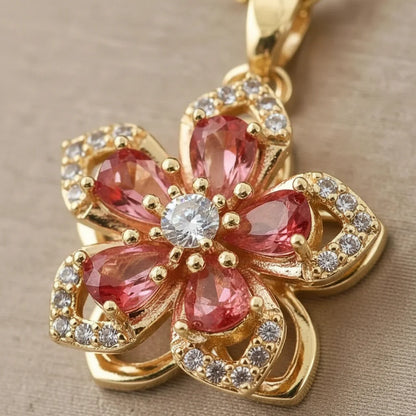 Rotating Flower Pendant Necklace