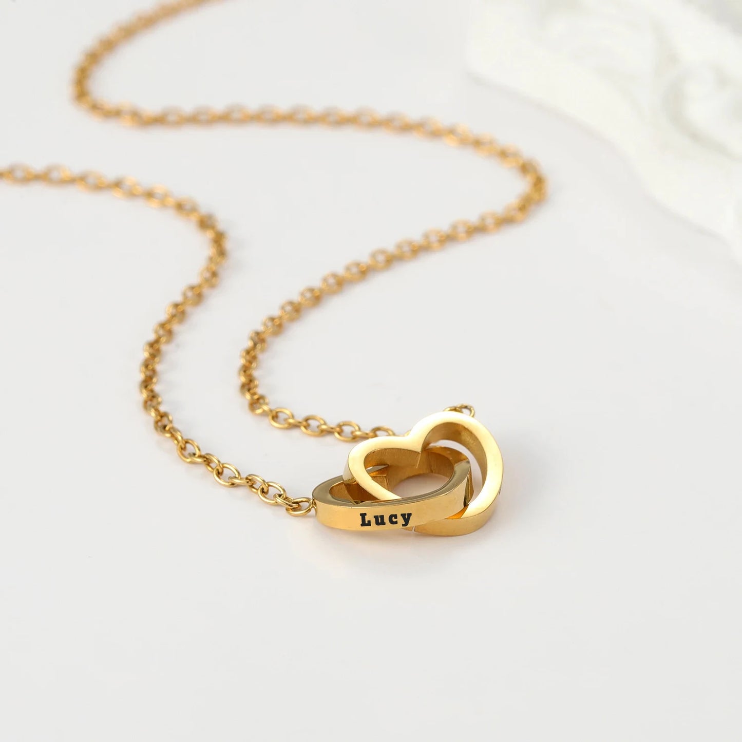 Eternal Rose & Personalized Heart Necklace