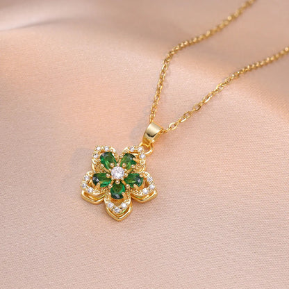 Rotating Flower Pendant Necklace