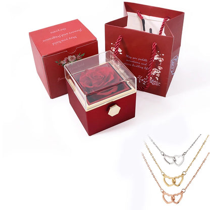 Eternal Rose & Personalized Heart Necklace