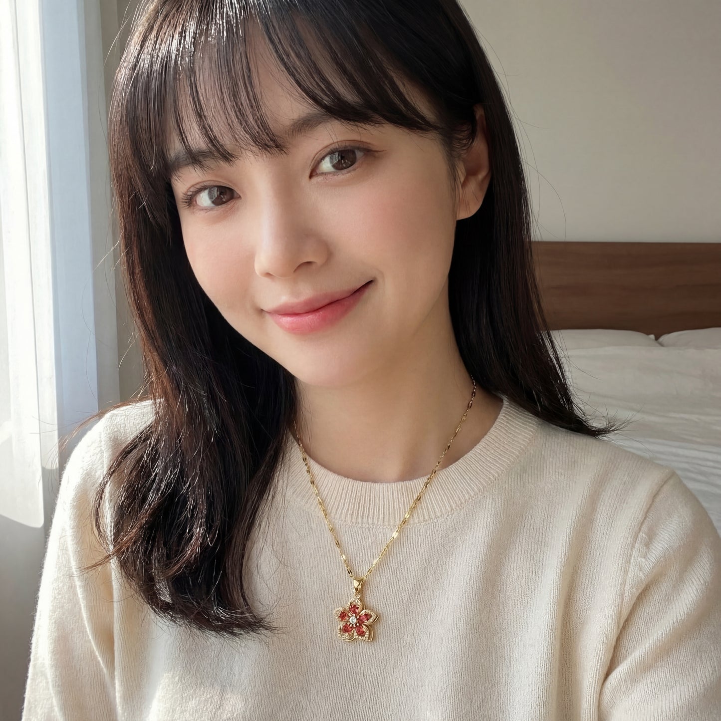 Rotating Flower Pendant Necklace