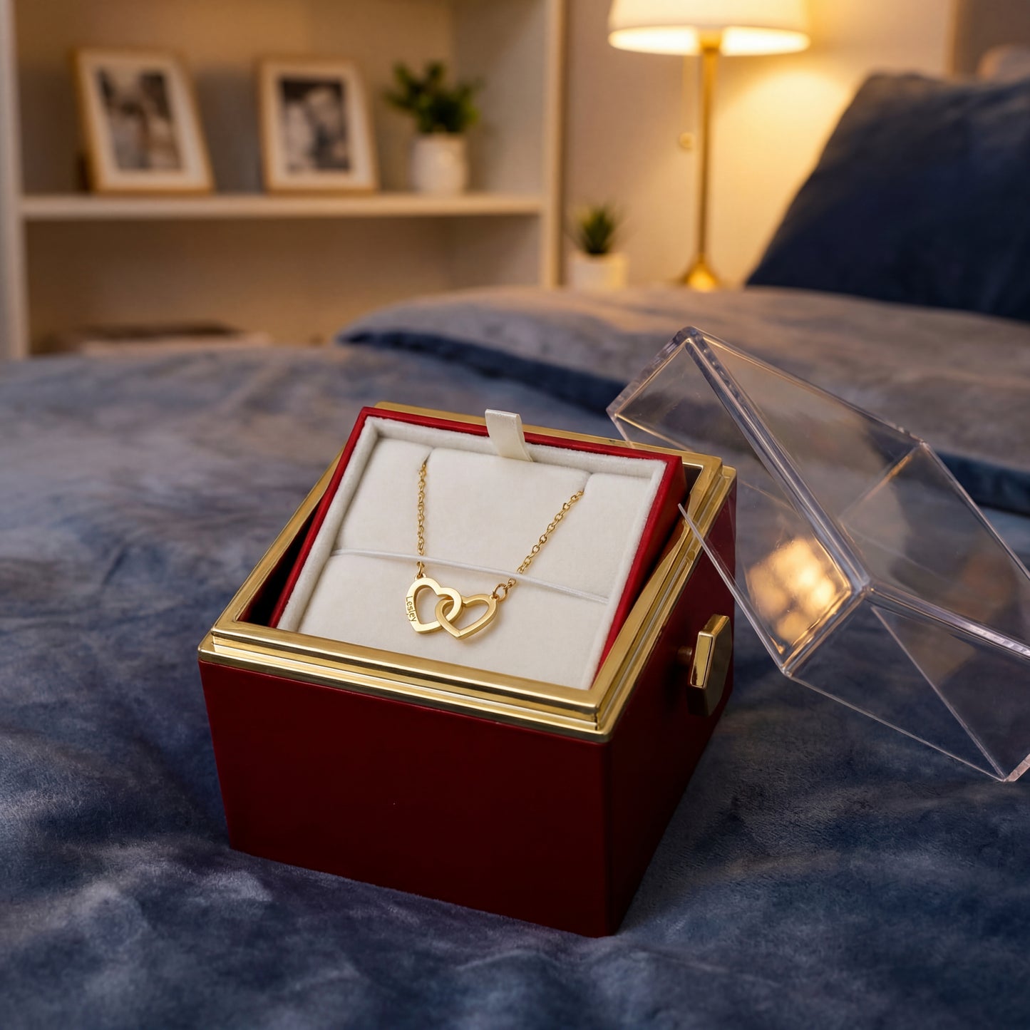 Eternal Rose & Personalized Heart Necklace